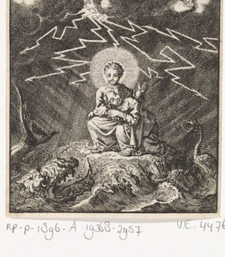 Personified Soul Asleep on Christ's Lap during Thunder and Storm