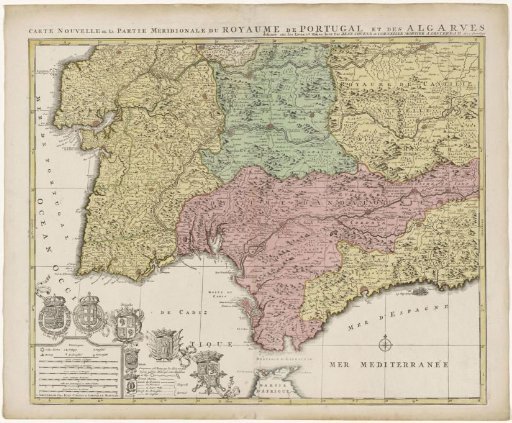 Map of the south of Spain and Portugal
