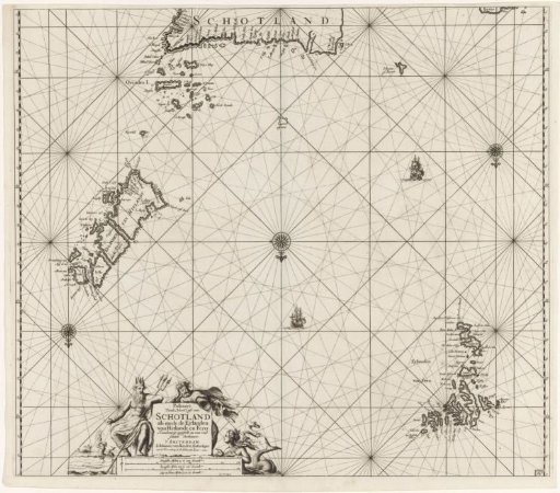 Chart of a part of the Atlantic Ocean with the Orkney Islands