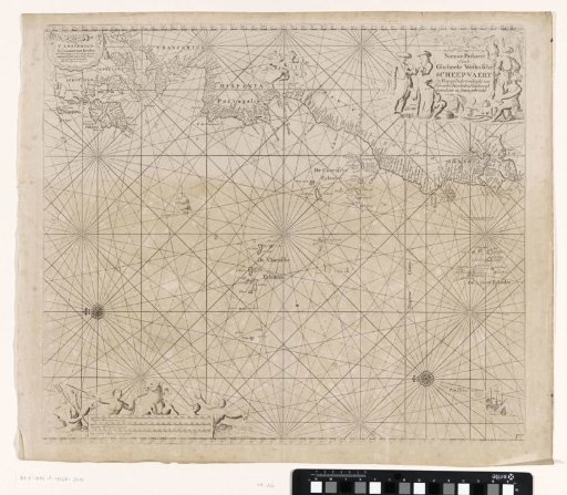 Chart of a part of the Atlantic Ocean with the west coast of Europe and a part of Africa