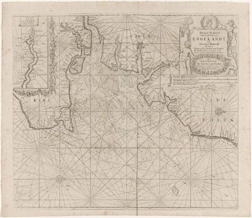 Chart of part of the east coast of England with the mouth of the Thames