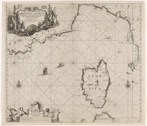 Chart of part of the Mediterranean coast of France and the north coast of Italy