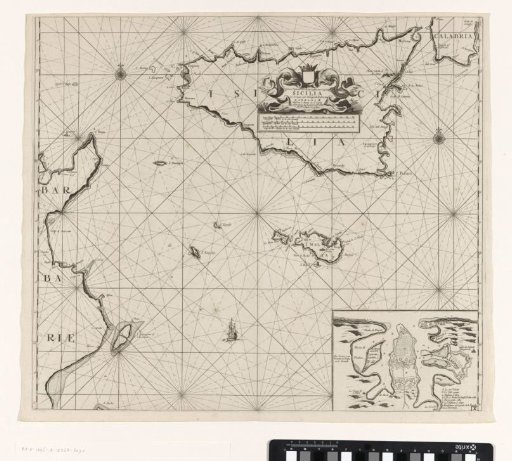Chart of the islands of Sicily and Malta and part of the coast of Tunisia