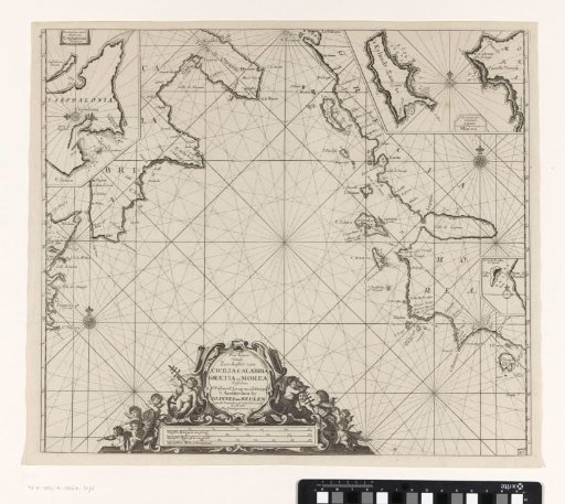 Sea chart of part of the Mediterranean Sea with the south coast of Italy and Sicily and part of the west coast of Greece