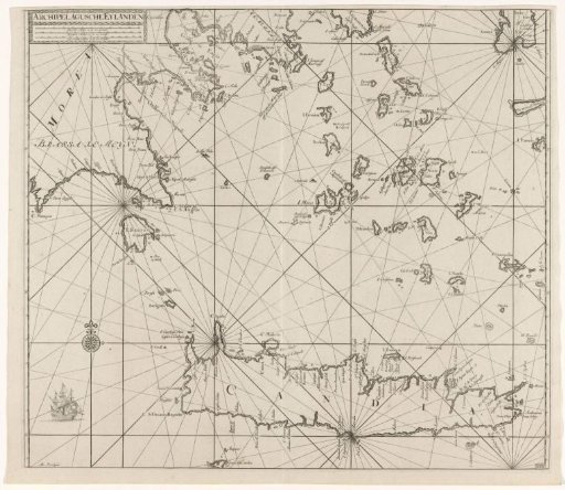 Chart of the southern part of the Aegean Sea with Crete