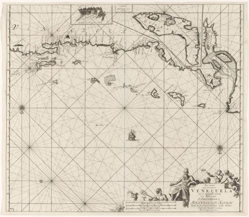 Chart of the coast of Venezuela with the Leeward Islands
