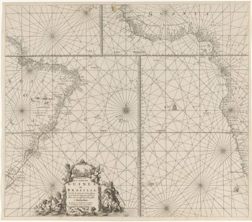 Chart of the southern part of the Atlantic Ocean with the coasts of Africa and Brazil