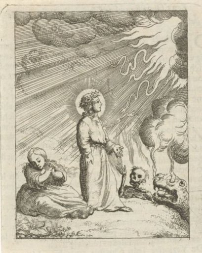 Christ defends the personified soul against hell and death