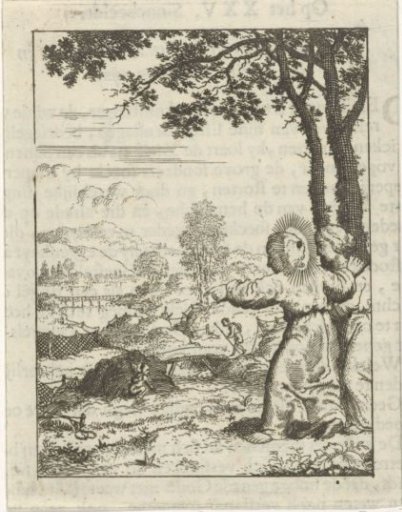 Christ and the personified soul, looking out over a landscape
