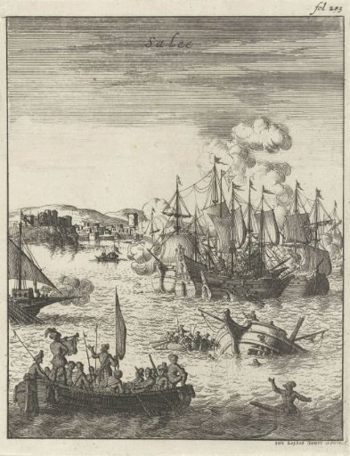 Sea battle off the coast of Sallee, Morocco