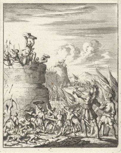 Attack on a Fortress where a Turk is Struck by Arrows