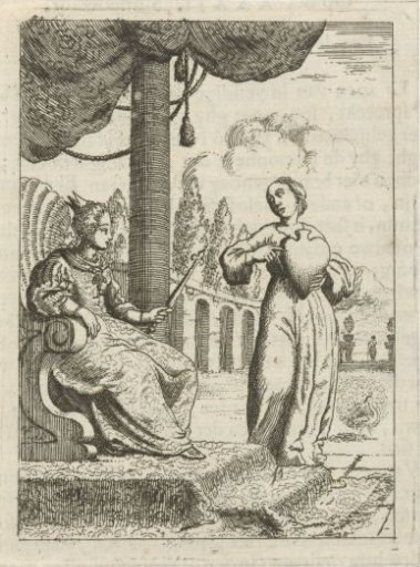Personification of the soul shows the enthroned World her heart