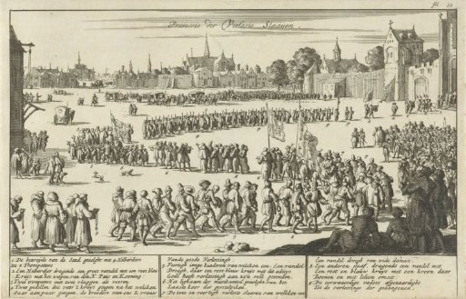 Procession of 42 French Christian slaves ransomed in Tunis in Paris, 1635