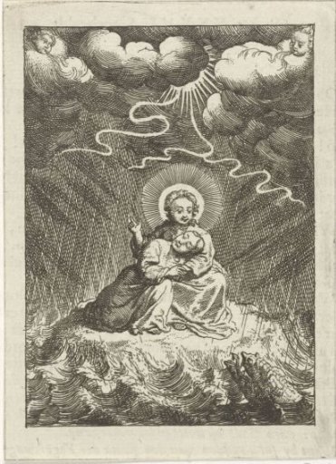 Personified soul sleeping on Christ's lap during thunder and storm