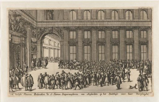 Ransomed Christian slaves thank the mayors of Amsterdam for their liberation, 1683