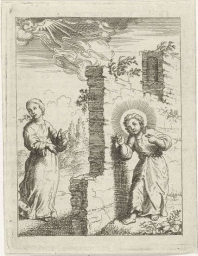 Christ knocks on a wall behind which the personified soul stands