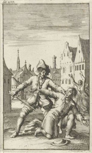 Unarmed man threatened on the street by a man with a sword