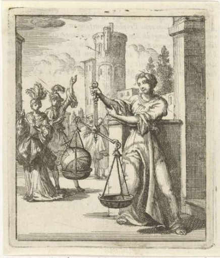 Woman weighing an imperial orb