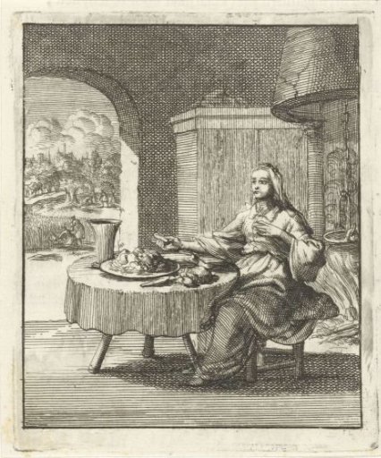 Woman eating at a table