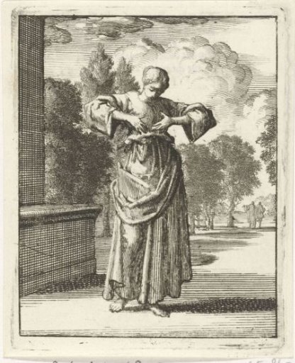 Woman touching her own bosom