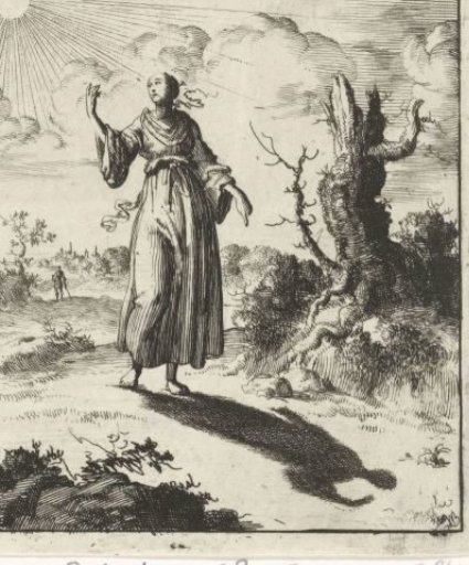 Woman beholding her own shadow