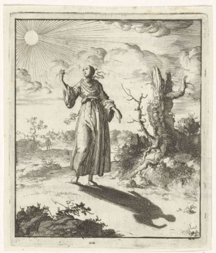 Woman beholding her own shadow