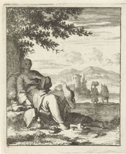 Woman sitting in the shade under a tree