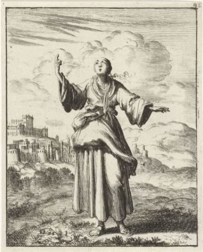 Woman pointing to heaven