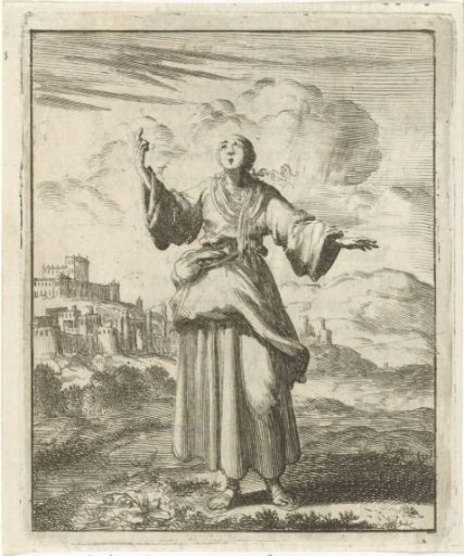 Woman pointing to heaven