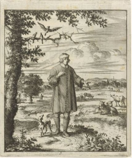 Writer Willem Sluiter with a dog by a brook