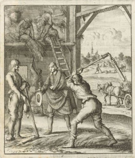 Writer Willem Sluiter visits two threshing farmers in a barn