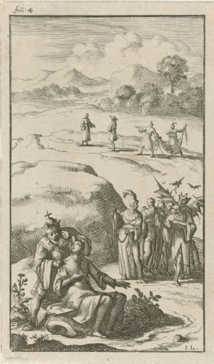 Chosen figure is addressed by a person in royal attire