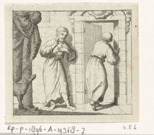 Two Men before the Open Door of a Room