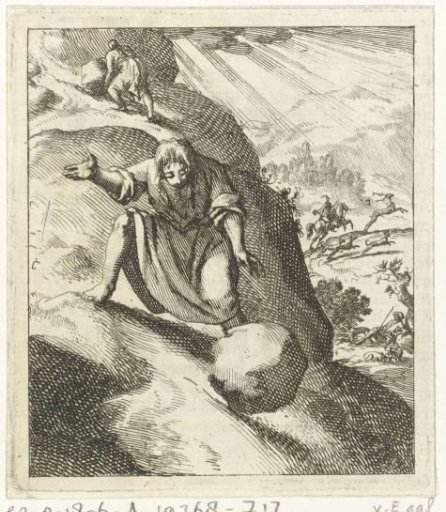Man Watching a Large Stone Slip from His Hands and Roll Down the Mountain