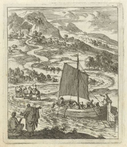 River Landscape with a Barge Being Hauled by Four Horses