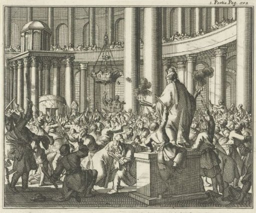 Distribution of the holy fire during Easter in the Church of the Holy Sepulchre in Jerusalem