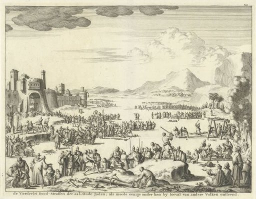 Executioners Executing Condemned Men Outside the City Wall in Various Ways