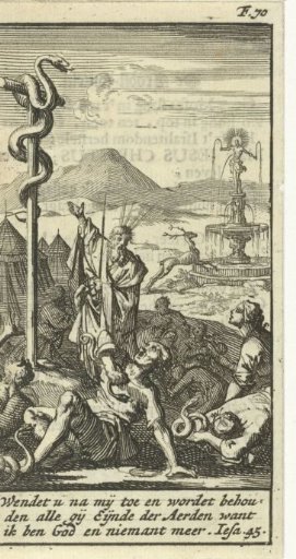 Moses shows the bronze serpent
