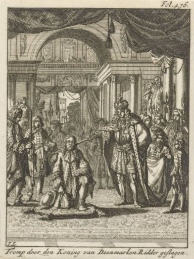Cornelis Tromp knighted by the king of Denmark, 1676