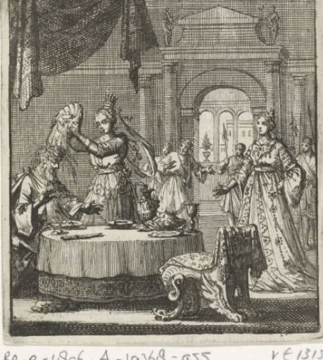 Princess turns a bowl of food upside down over the head of her husband