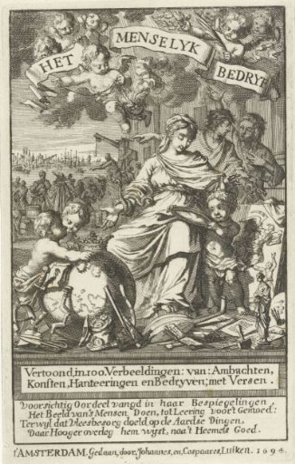 Woman teaching three children