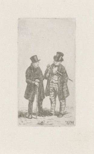 Two Men with Walking Stick and High Hat