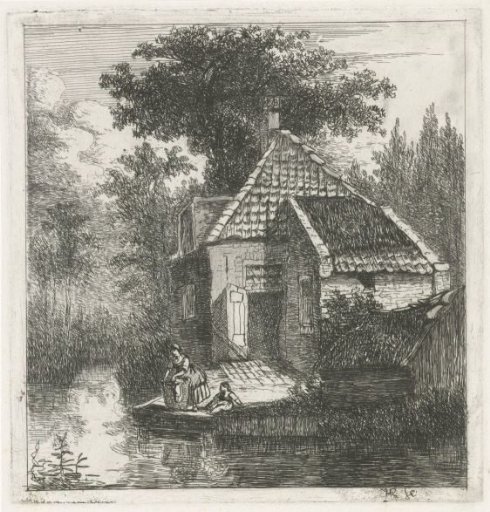 Woman with a washbasket and a child