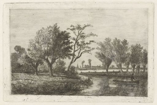 River with a fisherman in a boat