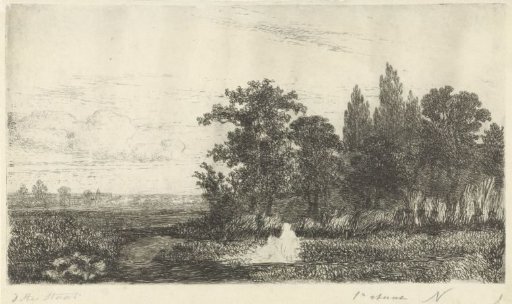 Man and Woman by a Stream at the Edge of the Woods