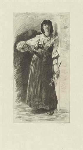 Italian woman with tambourine in hand