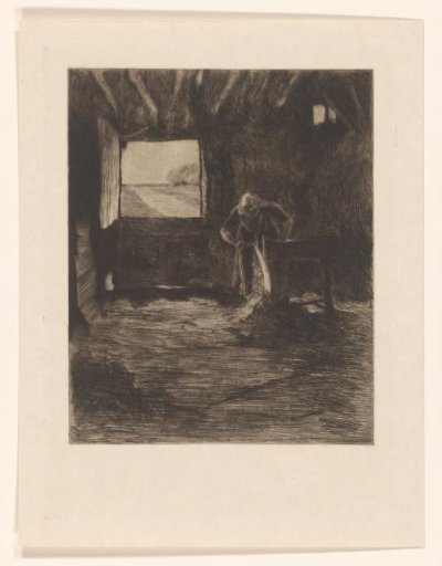 Old woman in a barn
