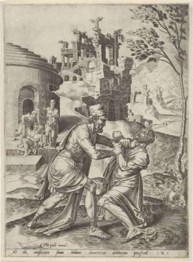Fight between the ungrateful servant and a debtor