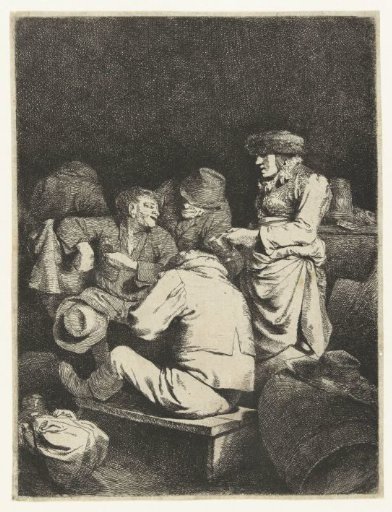 Landlady and company in tavern