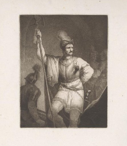 Soldier with a halberd and helmet